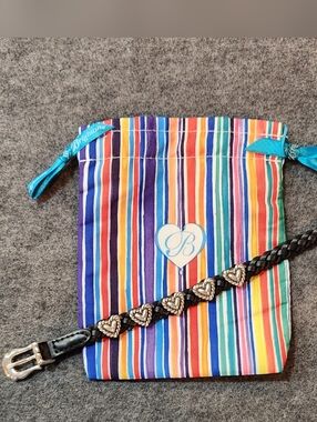 Brighton Black Leather Braided Heart Bracelet